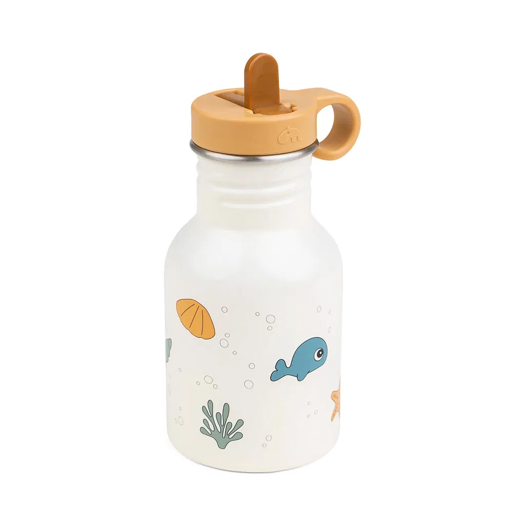 Done by Deer Bočica od nerđajućeg čelika sa slamkom 350 ml Sea friends Beige - Image 2
