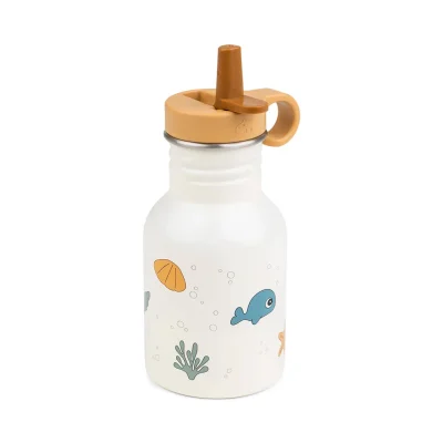 Done by Deer Bočica od nerđajućeg čelika sa slamkom 350 ml Sea friends Beige