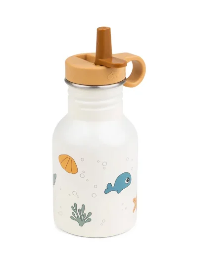 Done by Deer Bočica od nerđajućeg čelika sa slamkom 350 ml Sea friends Beige