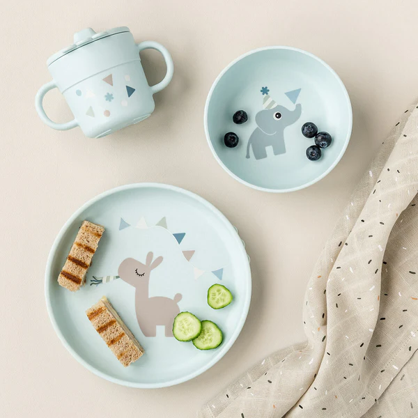 Done by Deer Dječiji protuklizni set za jelo Foodie Celebration Blue - Image 2