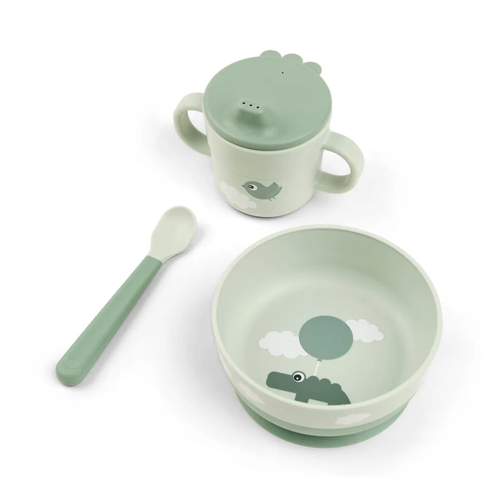 Done by Deer Foodie set za prvi obrok Happy clouds Green