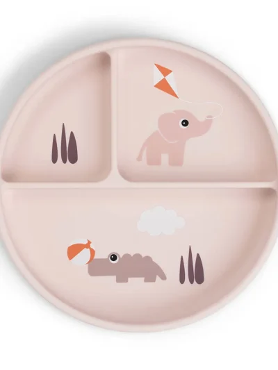 Done by Deer Stick&Stay silikonski tanjir s pregradama Playground Powder