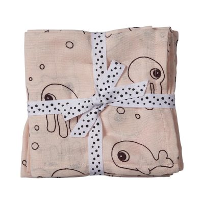 Done by Deer Komplet 2 swaddle pamučne pelene 120×120 Sea friends Powder
