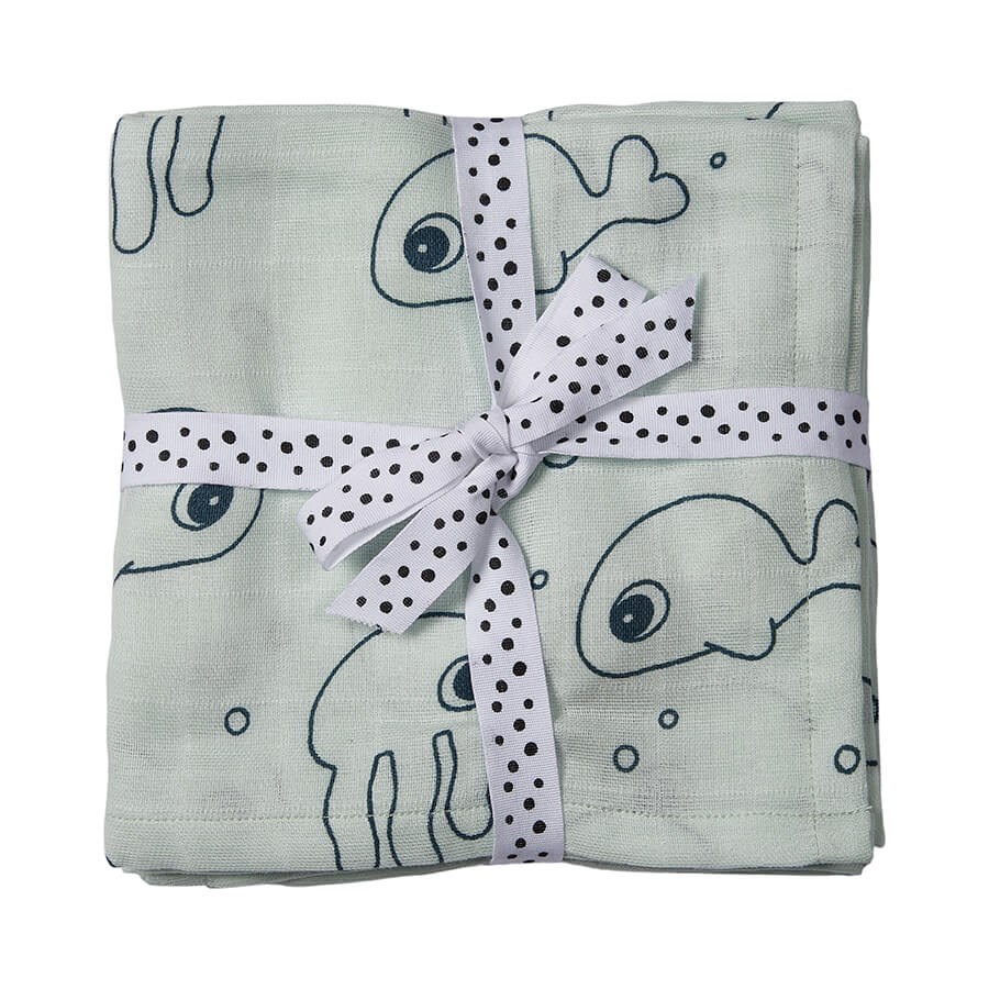 Done by Deer Komplet 2 swaddle pamučne pelene 120×120 Sea friends Blue