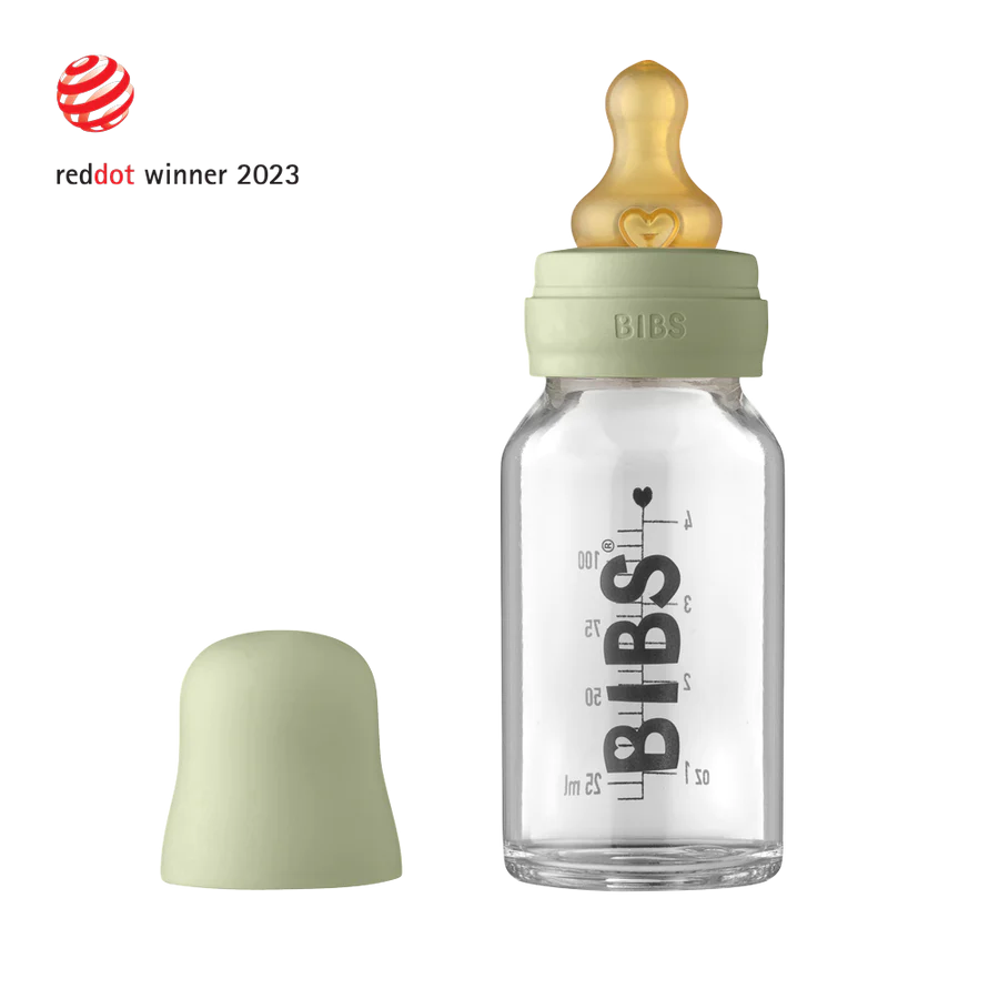 BIBS Staklena flašica 110 ml (set) - Sage