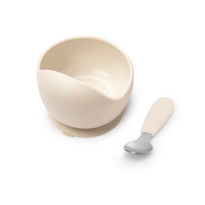 Elodie Set silikonska zdjelica i kašikica Vanilla White