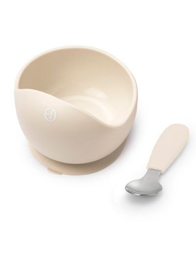 Elodie Set silikonska zdjelica i kašikica Vanilla White