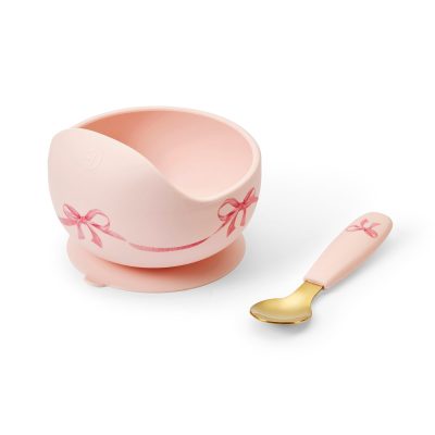 Elodie Set silikonska zdjelica i kašikica Rosy Bow