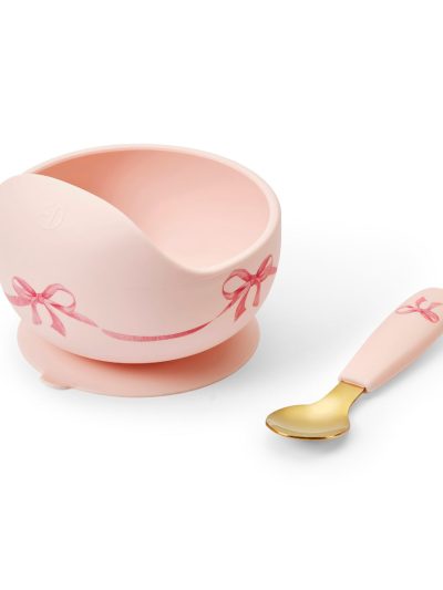 Elodie Set silikonska zdjelica i kašikica Rosy Bow