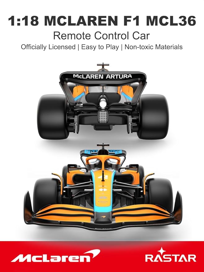 Rastar McLaren F1 MCL36 – narandžasto-crni bolid na daljinski 1:18 - Image 3