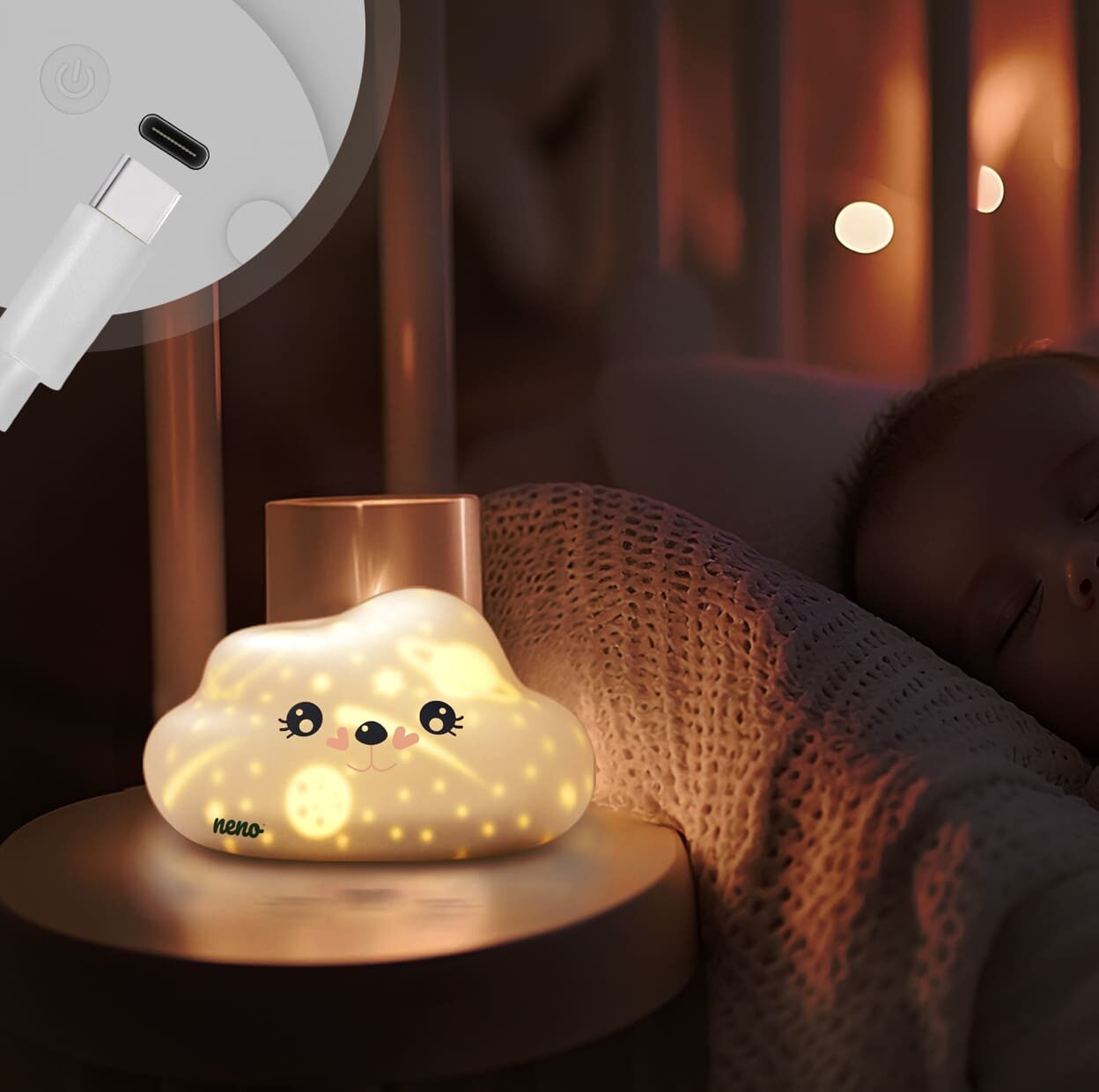 Neno Cosmo umirujuća noćna lampa za uspavljivanje, Oblačić - Image 4