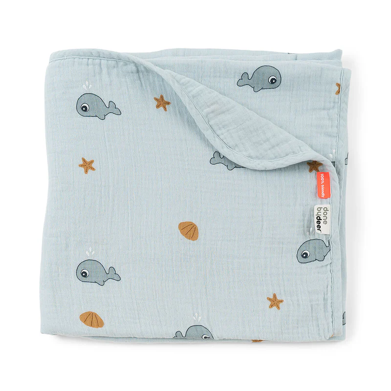 Done by Deer Organska muslin dekica za bebe – Wally Blue