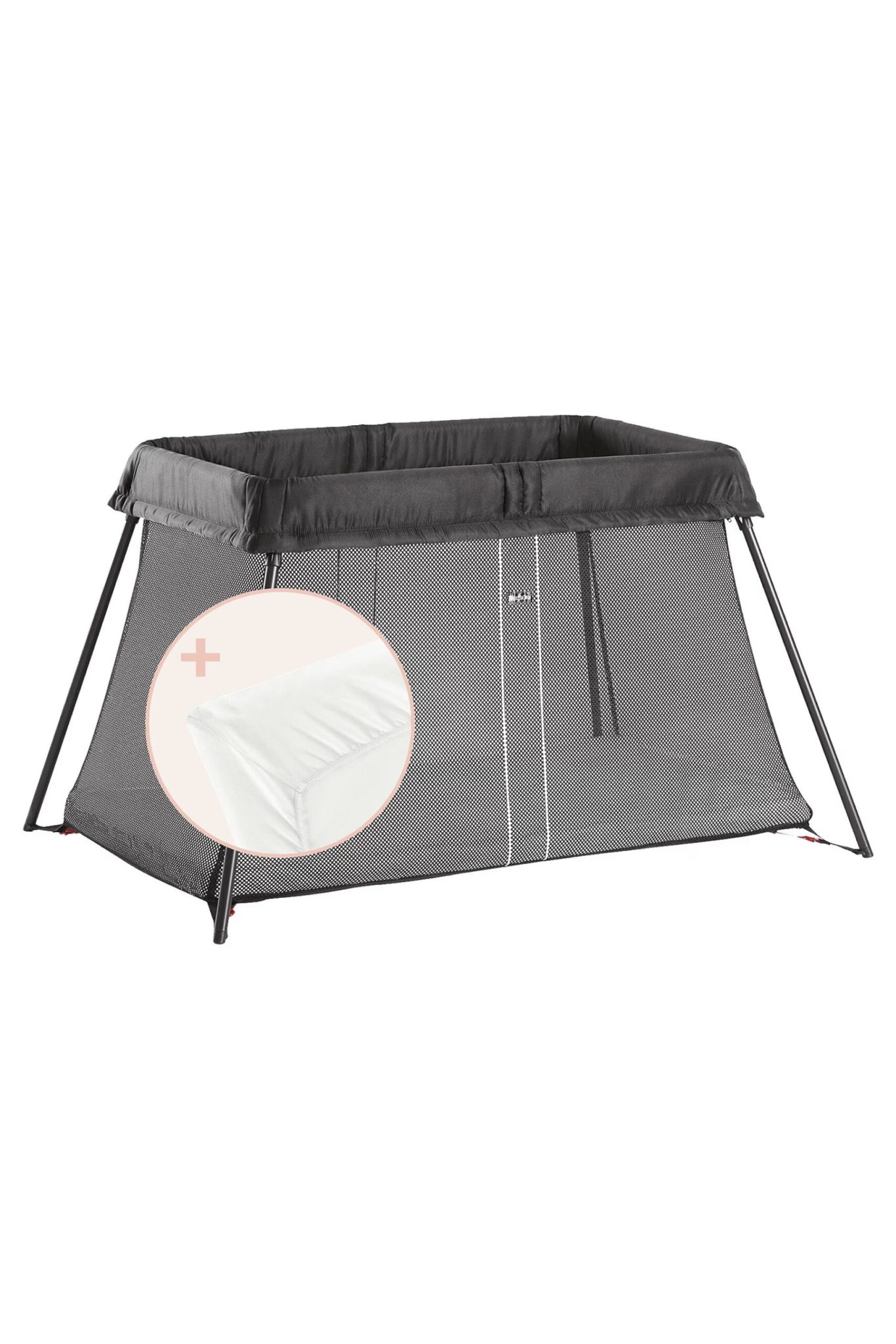 BabyBjörn Prenosni krevetić Light, Black + Prekrivač (čaršaf)