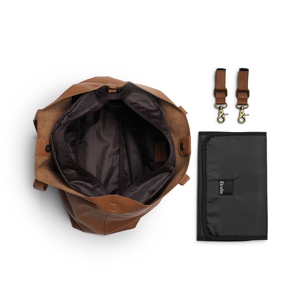 Elodie kožna torba za previjanje Chestnut Leather Platinum proizvod - Image 6