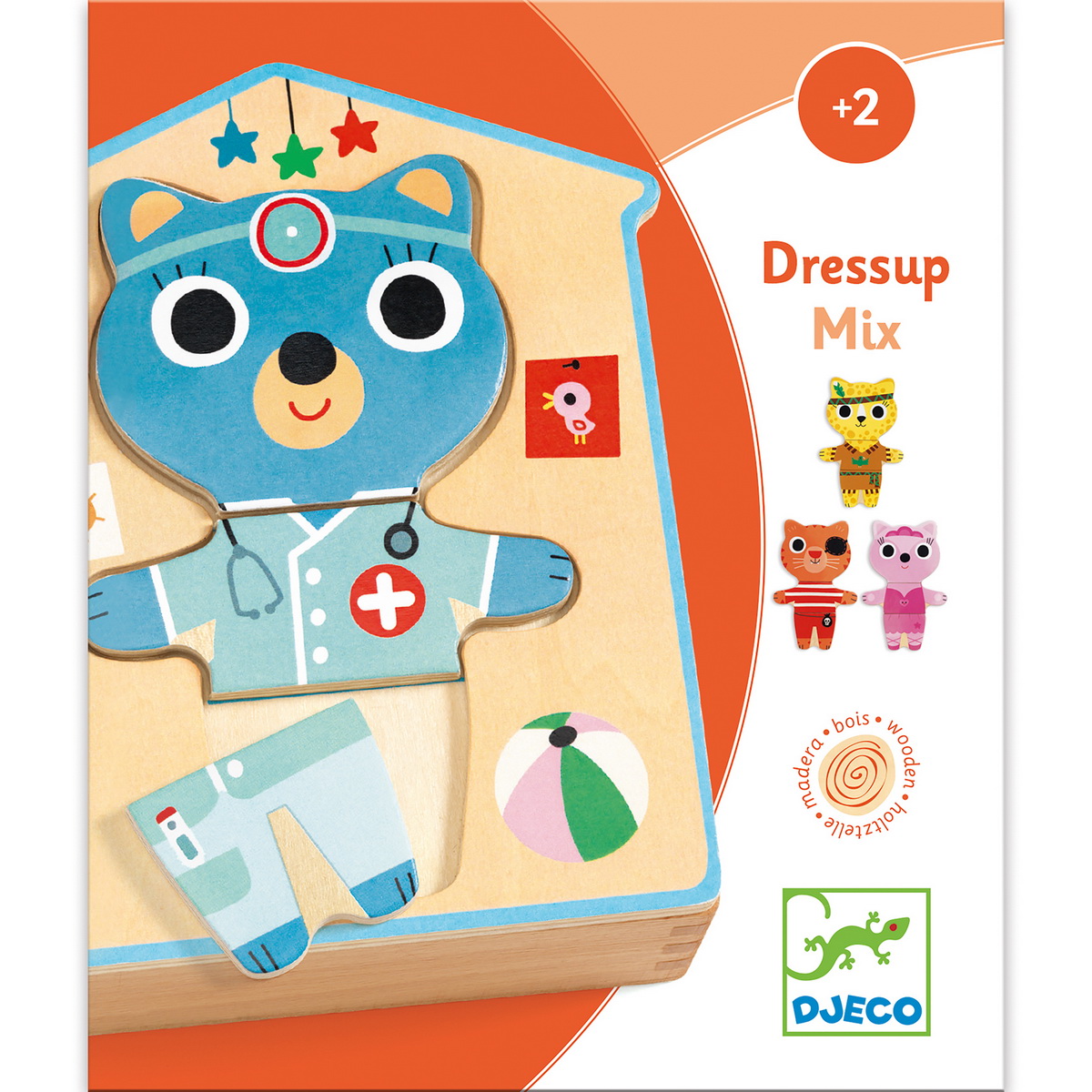 Djeco Set drvenih puzli u drvenoj kutiji - Oblačenje - 2+godine - Image 3