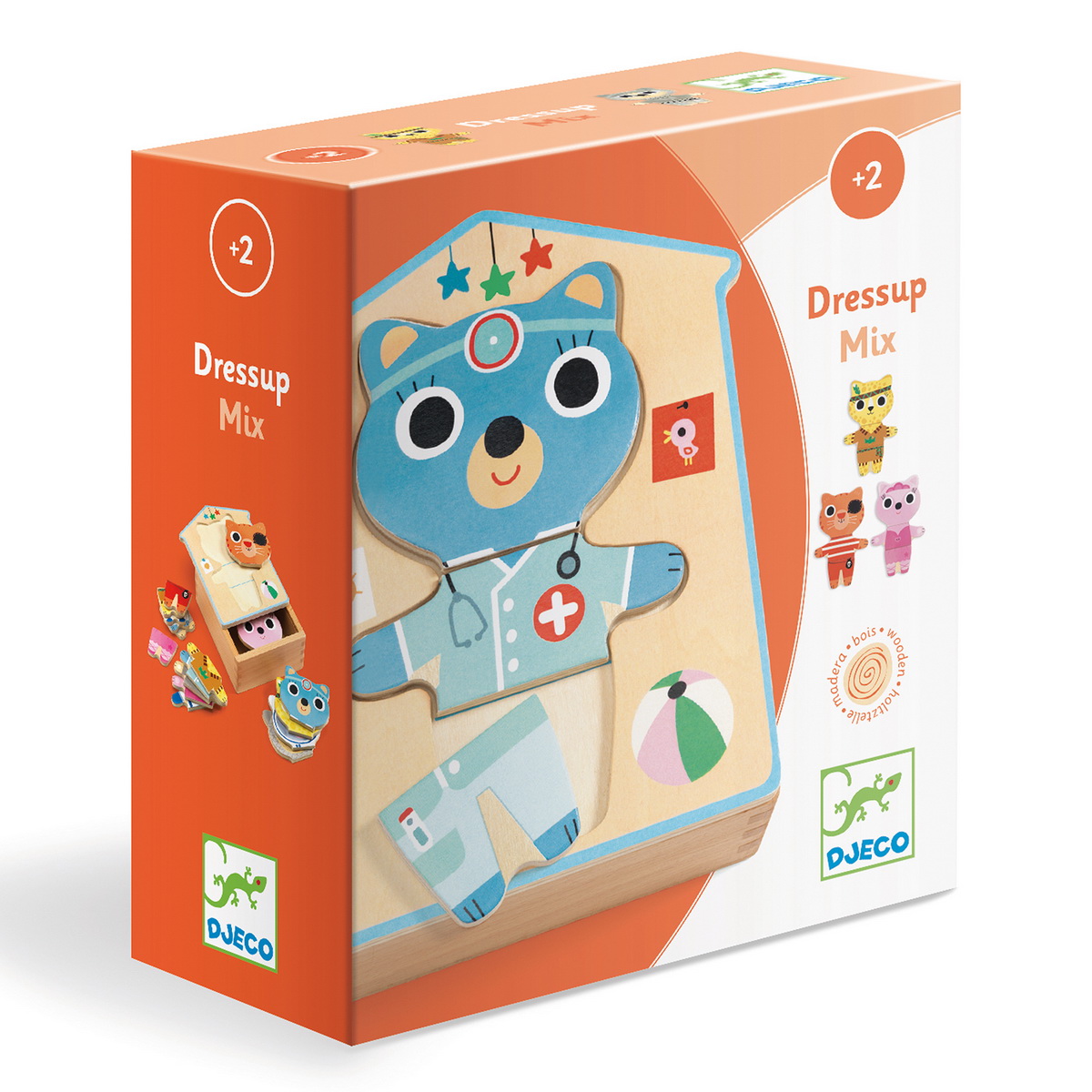 Djeco Set drvenih puzli u drvenoj kutiji - Oblačenje - 2+godine - Image 4