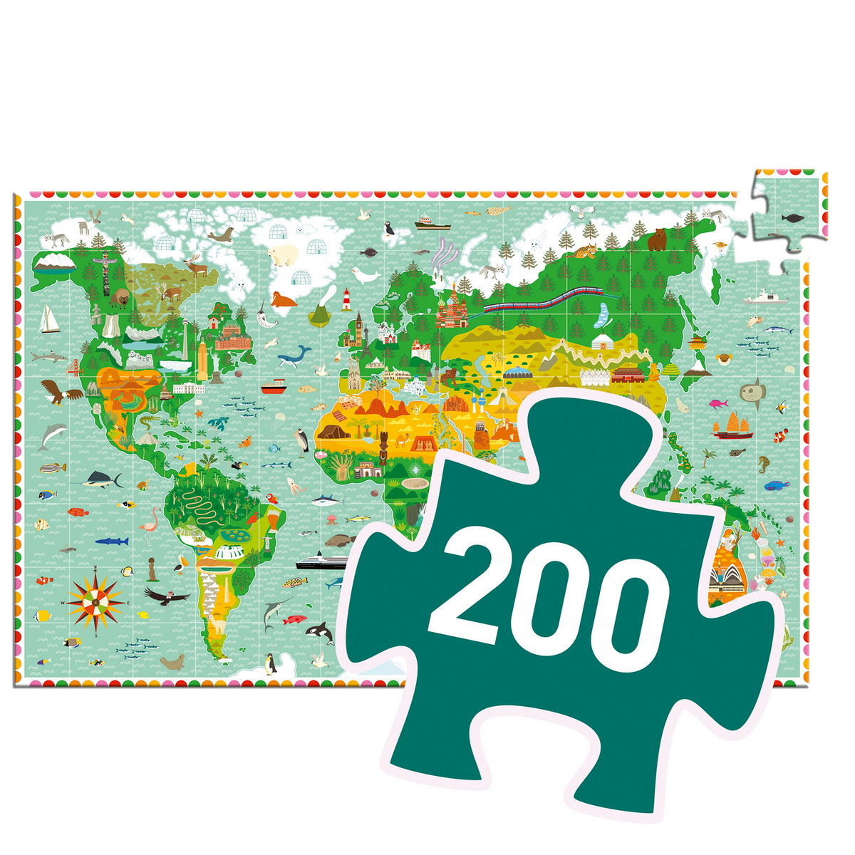 Djeco Edukativne puzzle - Put oko svijeta 200 kom