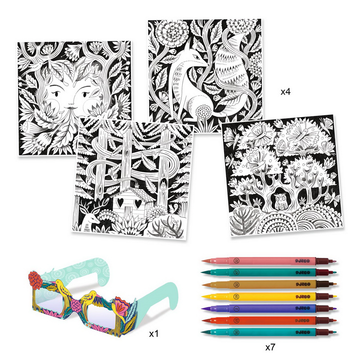 Djeco Set za 3D bojenje fantastična šuma (3D naočale uključene) - Image 2