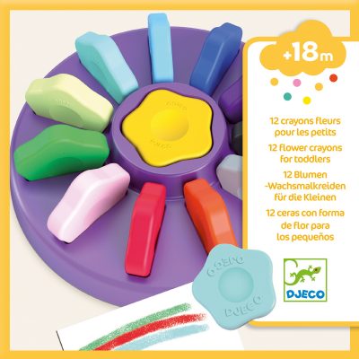 Djeco pastelne bojice - set 12 ergonomskih bojica za todlere - Flower - 18+m
