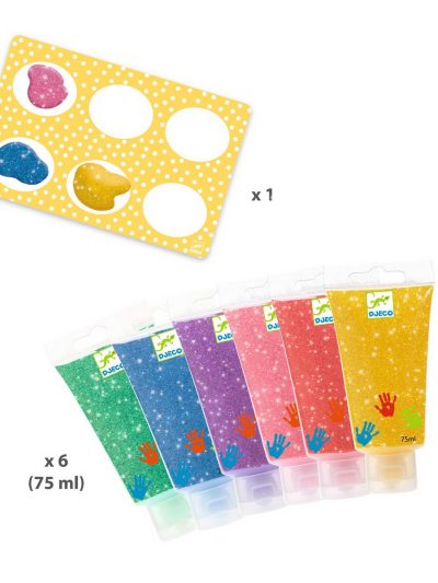 Djeco bojenje rukama 6 boja u tubamasa glitterom 18+m