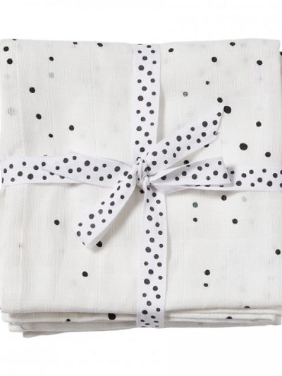 Done by Deer Komplet 2 pamučne pelene 120×120 Dreamy dots Black White