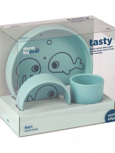 Done by Deer Silikonski set za jelo Sea Friends Blue