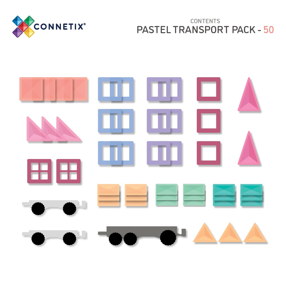 Connetix Tiles Pastel Transport set (50 kom) - Image 14
