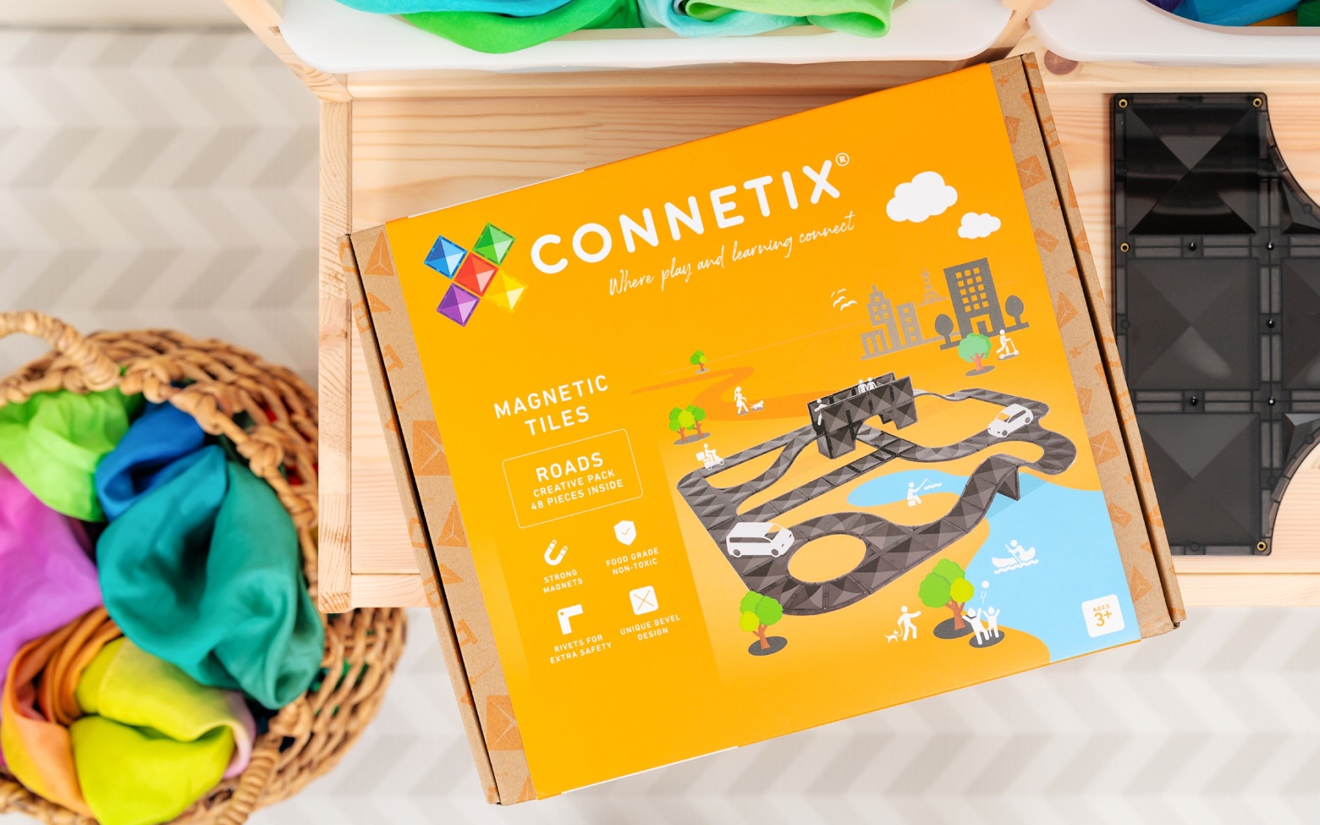 Connetix Tiles Creative Roads set (48 kom) +GRATIS Roads Rampe i raskrsnice (16 kom) - Image 11