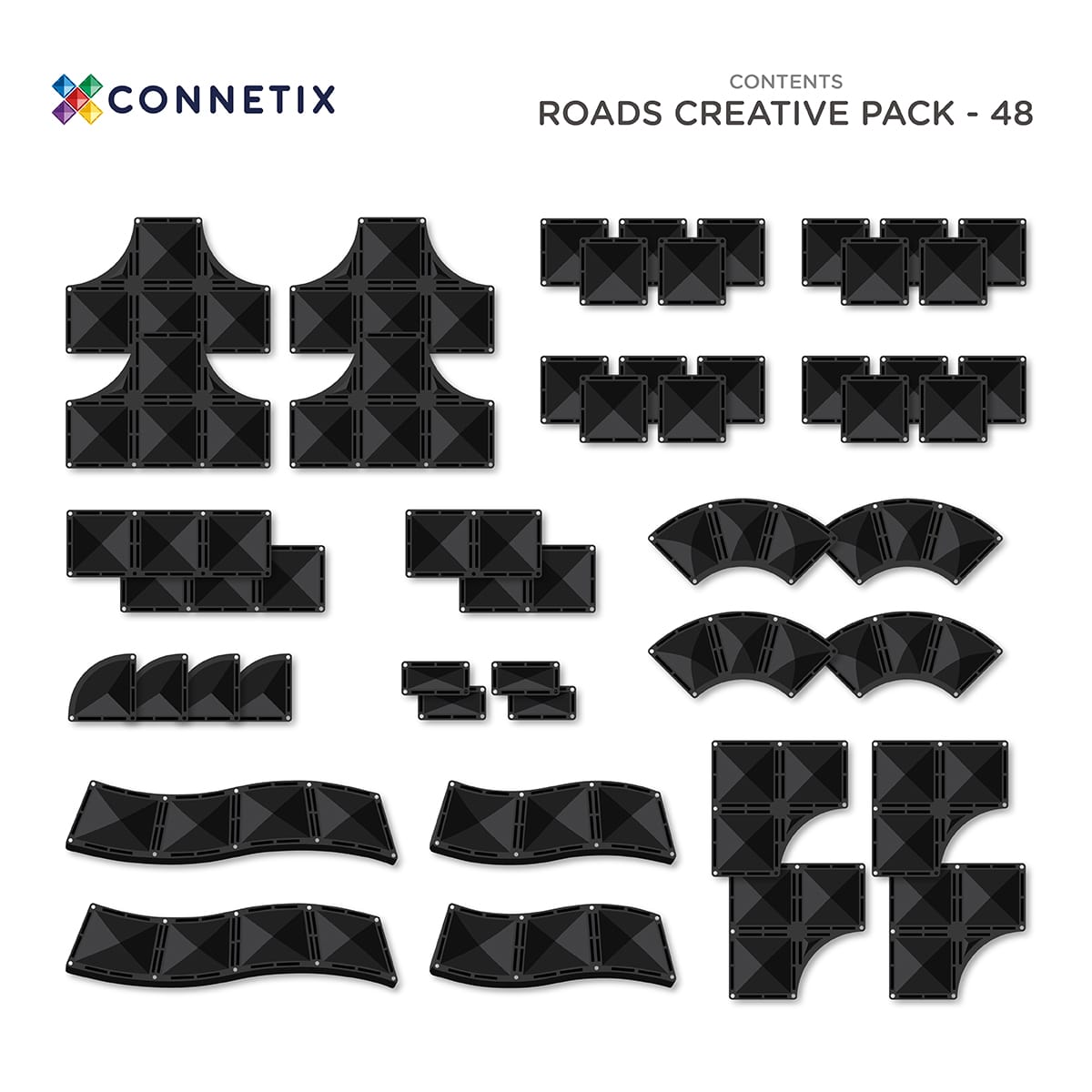 Connetix Tiles Creative Roads set (48 kom) +GRATIS Roads Rampe i raskrsnice (16 kom) - Image 13