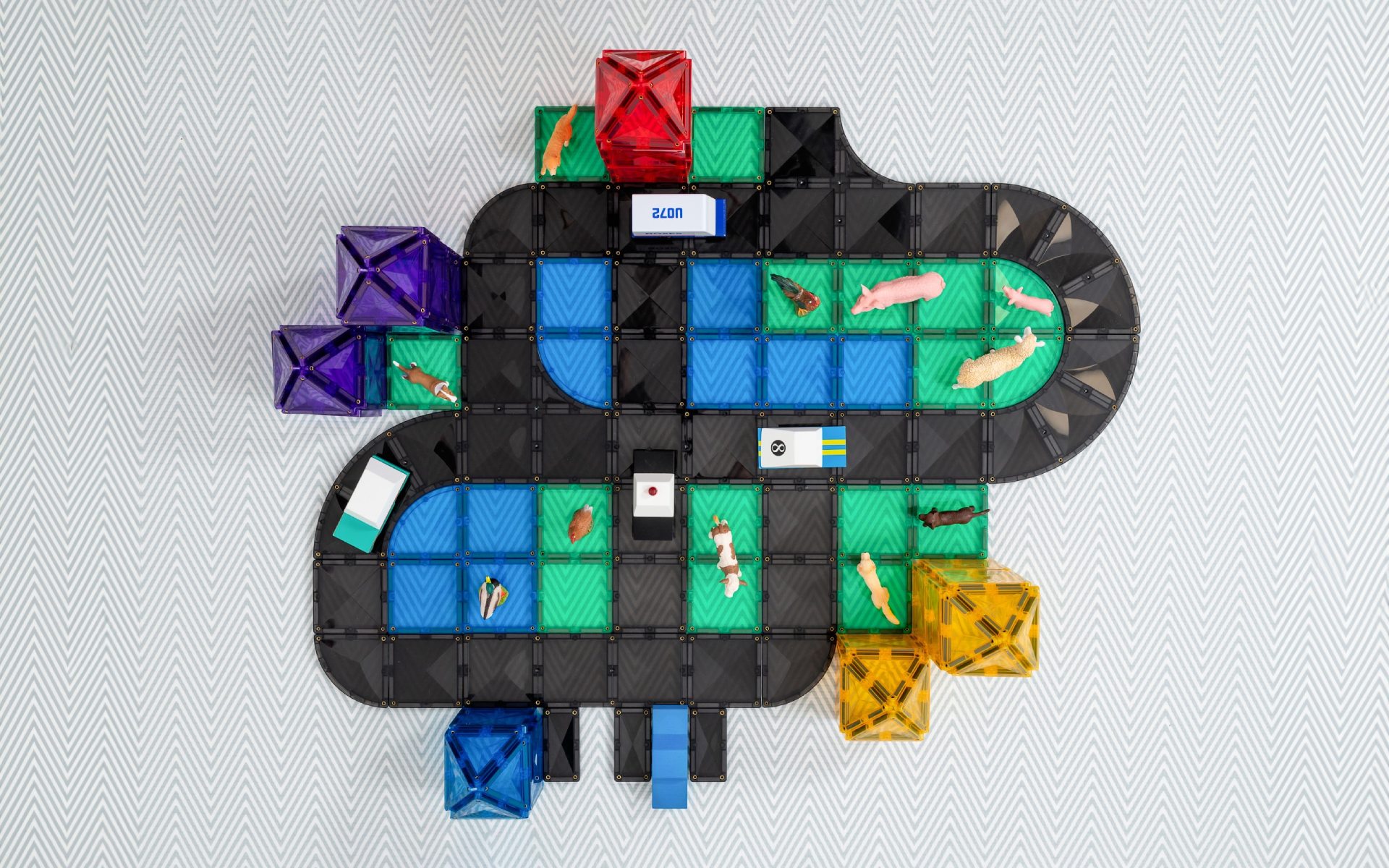 Connetix Tiles Creative Roads set (48 kom) +GRATIS Roads Rampe i raskrsnice (16 kom) - Image 2
