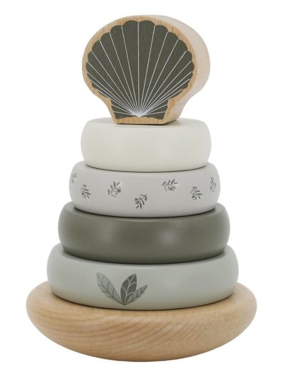 Label Label Drveni balansirajući toranj s obručima Olive Green