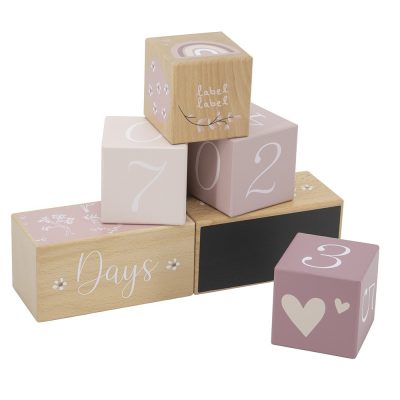 Label Label Drvene Milestone Kockice Pink