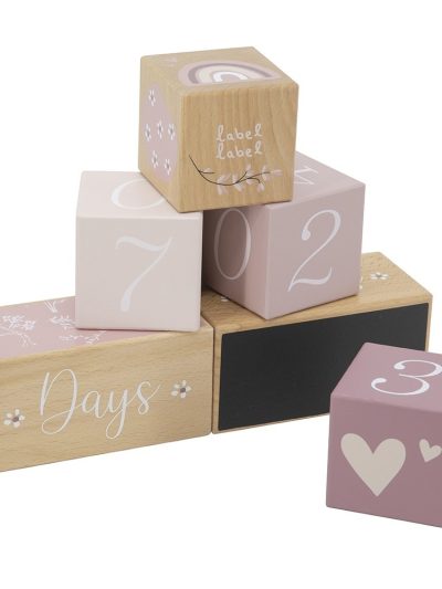Label Label Drvene Milestone Kockice Pink