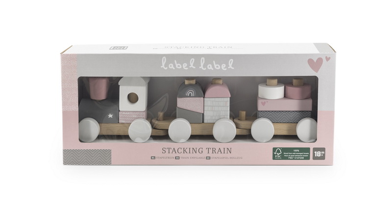 Label Label Drveni didaktički vozić za slaganje Pink - Image 7