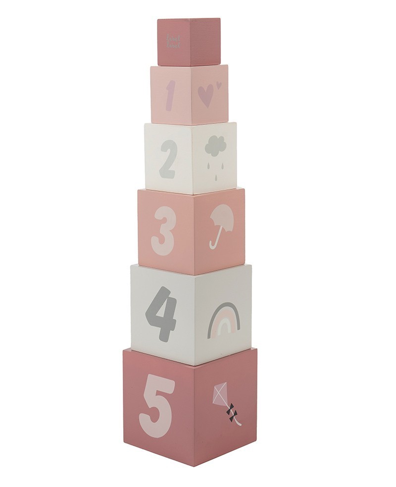 Label Label Drvene kocke za slaganje piramide sa brojevima Pink - Image 2