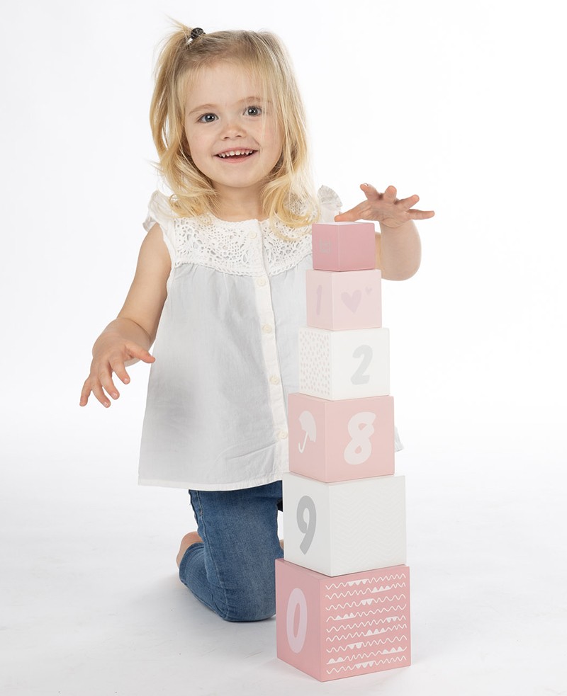 Label Label Drvene kocke za slaganje piramide sa brojevima Pink - Image 3