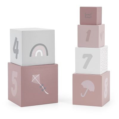 Label Label Drvene kocke za slaganje piramide sa brojevima Pink