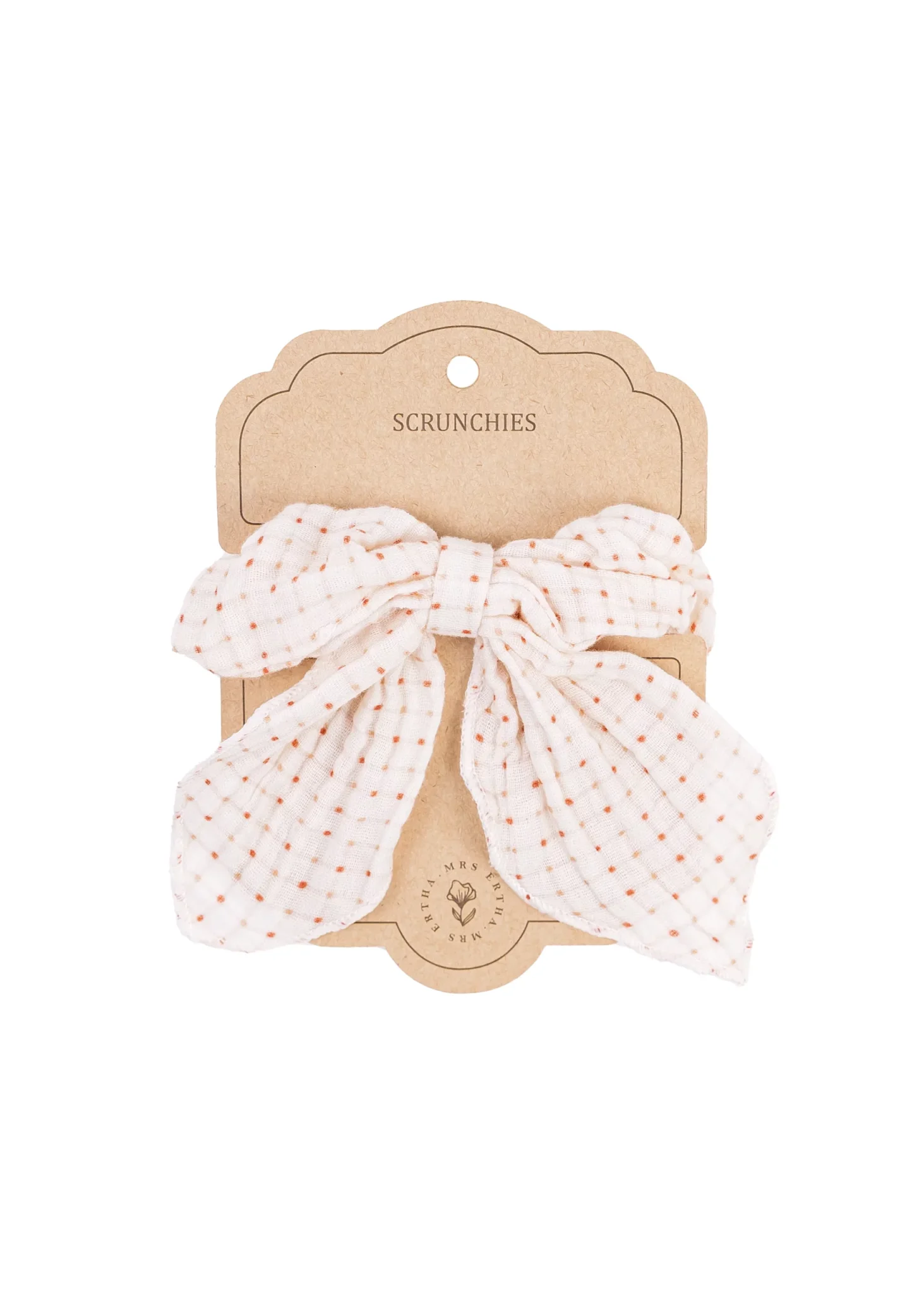 Mrs Ertha Scrunchies ukrasna gumica sa mašnom Organic Squares