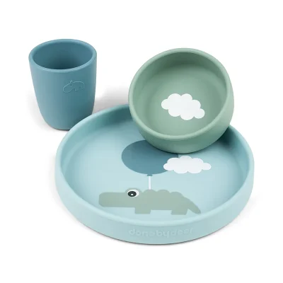 Done by Deer Silikonski set za jelo Happy clouds Blue