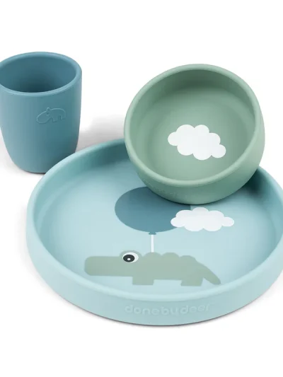 Done by Deer Silikonski set za jelo Happy clouds Blue