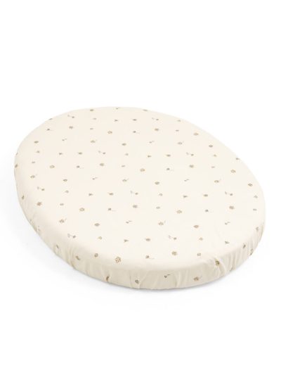 Stokke Sleepi™ Mini Prekrivač (čaršaf) Mini Fitted Sheet Flower Ecru V3 OCS