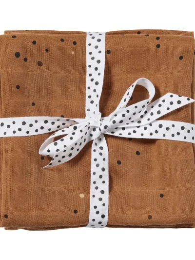 Done by Deer Komplet 2 swaddle pamučne pelene 120×120 Dreamy dots Mustard