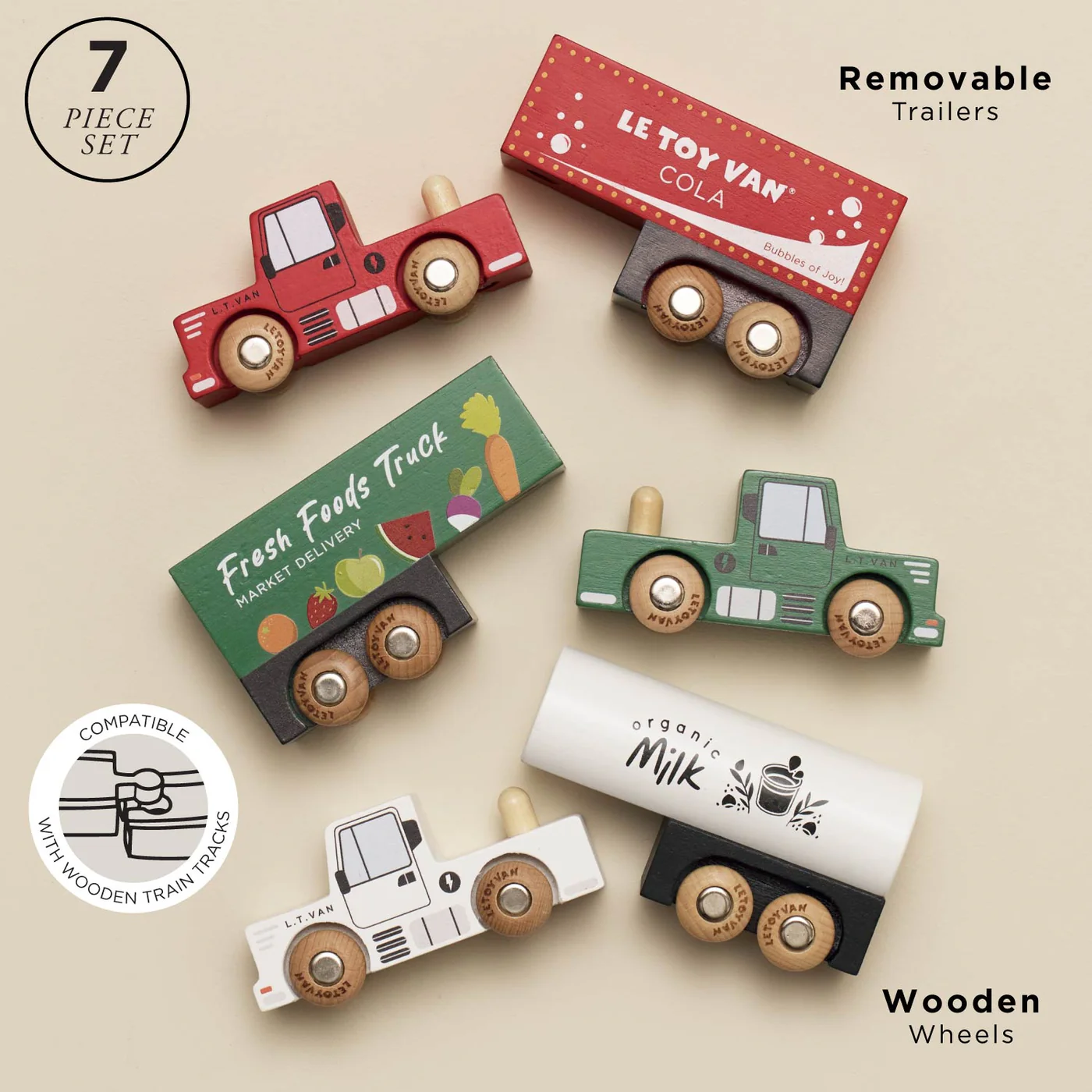 Le Toy Van Set drevenih kamina Trailer Truck - Image 2