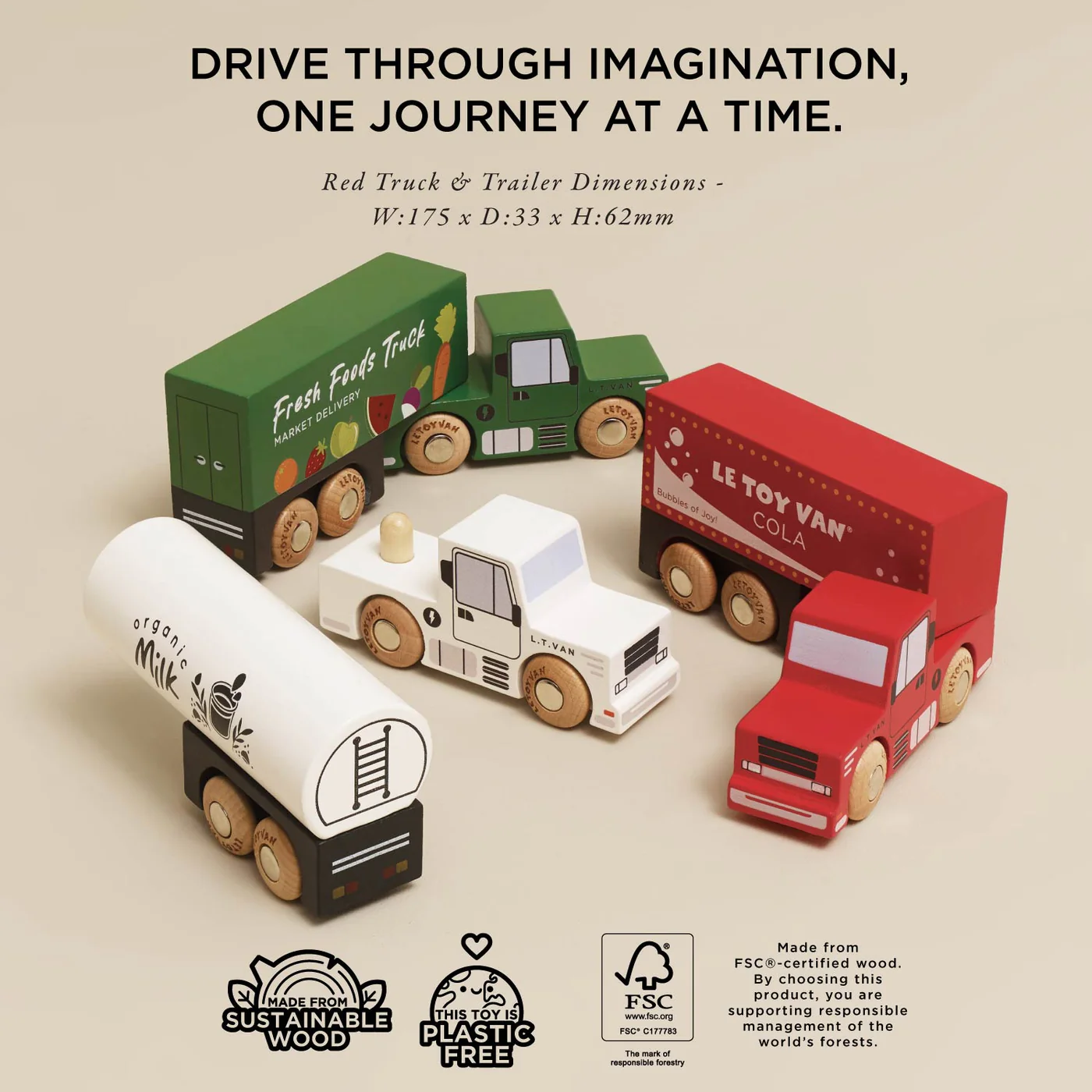 Le Toy Van Set drevenih kamina Trailer Truck - Image 4