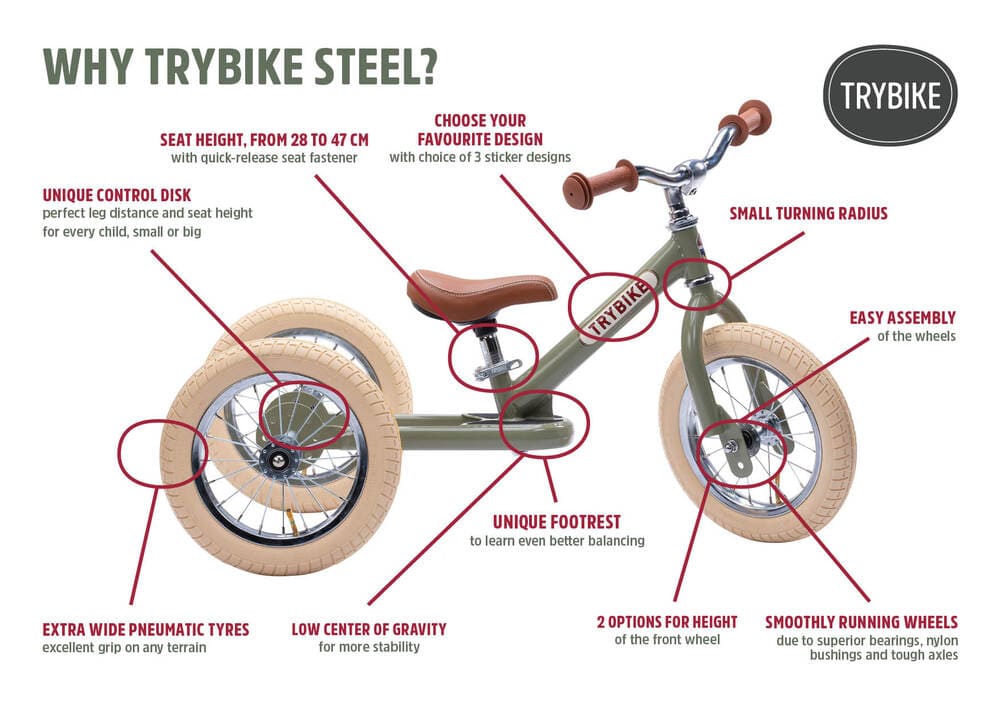 Trybike Balans bicikl 2u1 Steel Vintage Blue Matt - Image 9